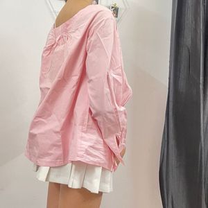 H&m baby pink tie up shirt