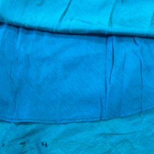 Teal Colour Plain Ghagra With Golden Border