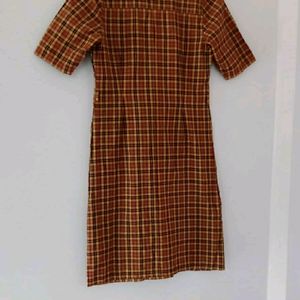 Cotton Plaid Button Down Shiftdress