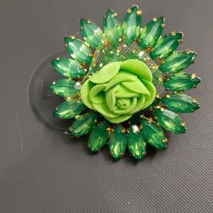 Light Green Glass Stone With Flower Adjustable Finger Ring