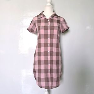 SHEIN Pink Check Shirt Dress