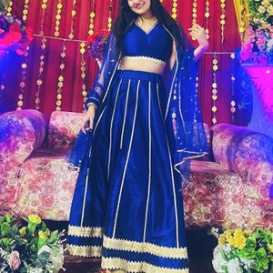 Gorgeous Royal Blue Lehenga With Pretty Net Dupatt