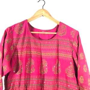 Rose Pink Printed Kurta(Women’s)