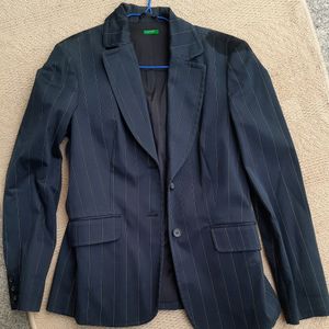 Women's Office Coat - Black Stripped- Benetton