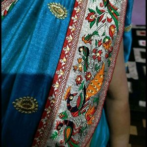 One Time Used Saree With Stiched Blouse Bust 36