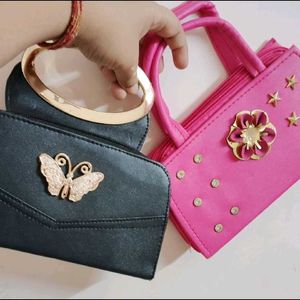 Black& Pink Combo Handbags For Women