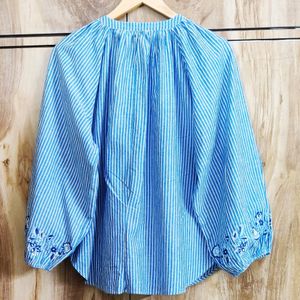 Blue Embroidery Work Top Size-44