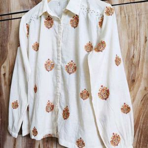 Embroidery Work Cream Shirt Size-44-46