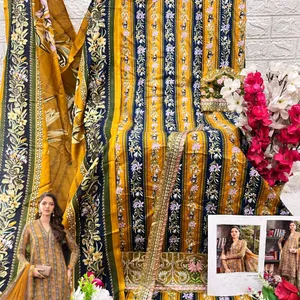 Diwali Drop Mustard Digital Print Patch Work Suit