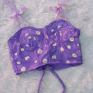 Lilac Daisy Painted Corset