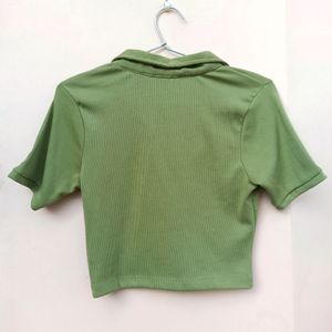 Sage green thick ribbed top (Size S)