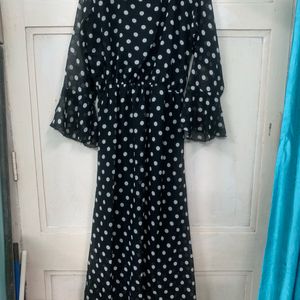 Black and White Polka Dots Maxi Dress