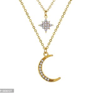 Stunning Gold Plated Star and Moon Pendent