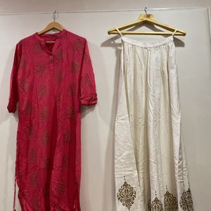 2 Set (Kurti With Cute Hanging & Plazo)