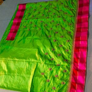 Green colour beautiful designer saree