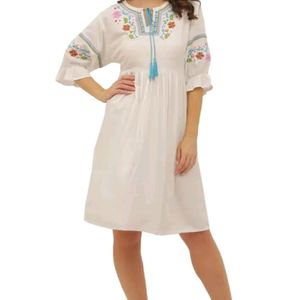 Beautiful Off White Embroidery Dress For Women