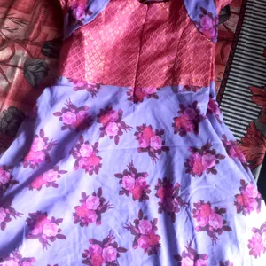 pink And Lavender colour printed georgette dress