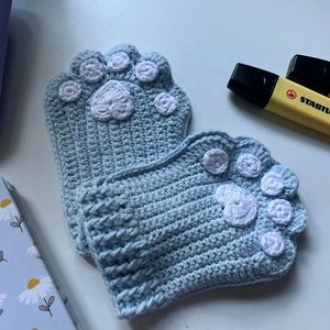 Handmade Crochet Cute Paw Hand Warmers