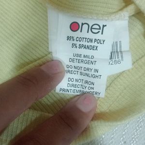 ONER Yellow Ribbed Stretchable Crop Top