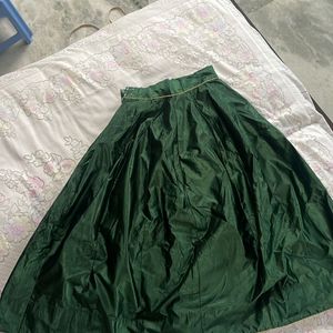 Dark Green Skirt With Golden Piping