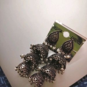 Silver With White Pearl Earrings