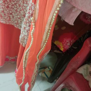 Indo Western Lehenga Cum Saree Long With Zip Pearl