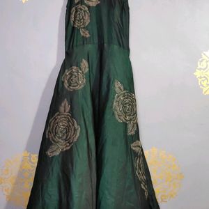 Dark Green Gown For Party Wear