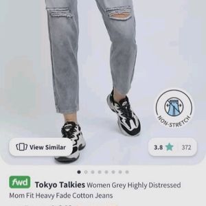 Women Grey Cotton Jeans