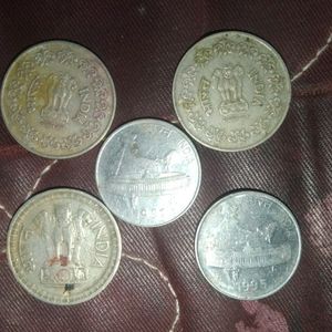 5 Old Coins Of 50paisa