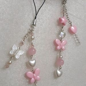 Combo Of 2 Pink Butterfly Mobile Charm