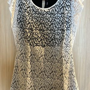 White And Black Net Top From Soie