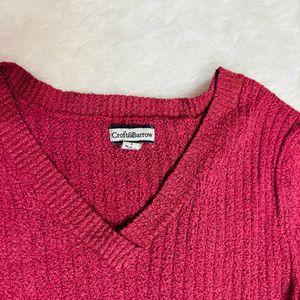 Cute Pink Full Sleeve V-Neck Top