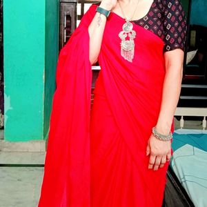 Red Pure Cotton Saree