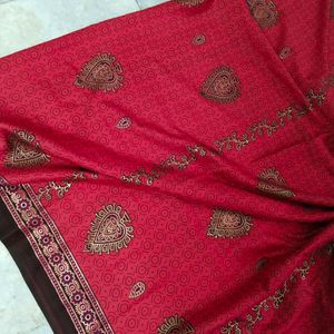 New Red Multiprint Saree