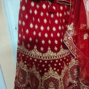 Velvet Bridal Lehenga Very Heavy Work With Dupatta