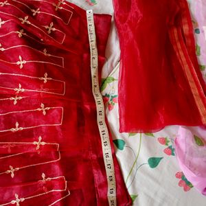 Red Lengha With Dupatta