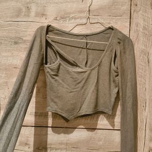 Grey Cut Out Top