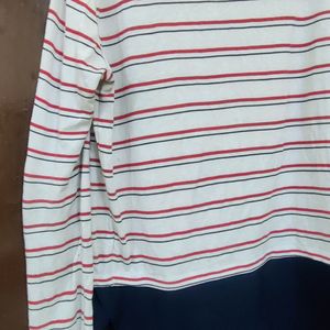 Full Sleeves White Striped T-shirt