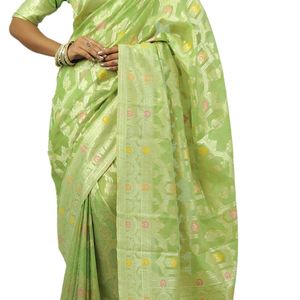 New Banarasi Soft Cotton Linen Saree