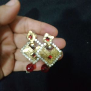 red traditional earings