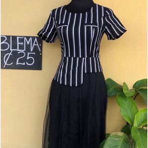 Korean Thrifted Black Net Middie Dress