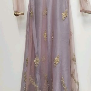 Beautiful Nude Pink Ethnic Gown With Dupatta