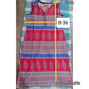 Red Printed Kurta Sleeveless