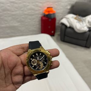 Guess Black Pattern Gold Watch