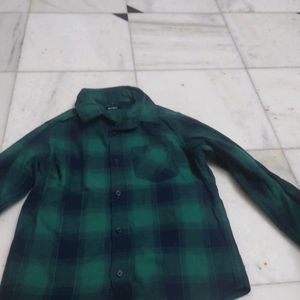7-8 Year Boy Shirt Checked Green And Blank