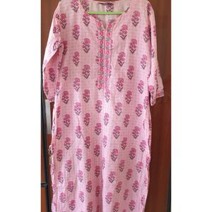 Pink Printed Kurta With Trousers