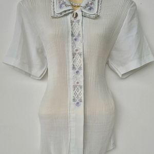 Vintage Floral Embroidered Shirt