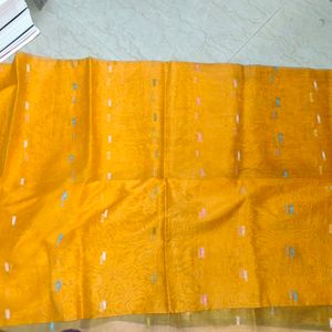 Orange Cotton Saree