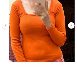 Women Square neck Orange Top.