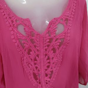 Sheer Pink Embroidered Top